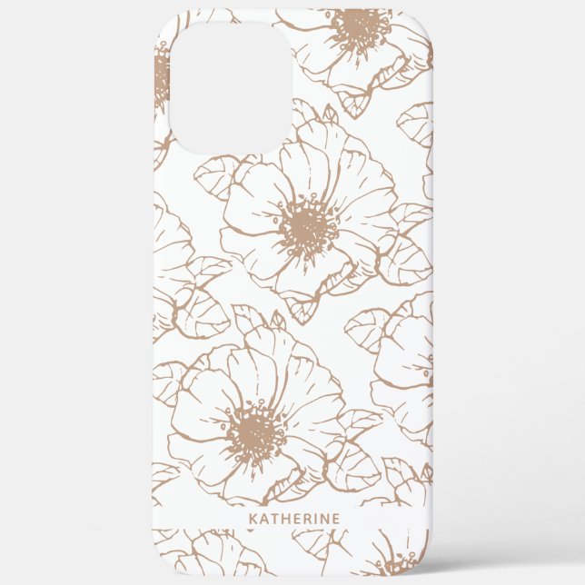 Camel | Boho Floral Pattern Personalised Case-Mate iPhone Case (Back)