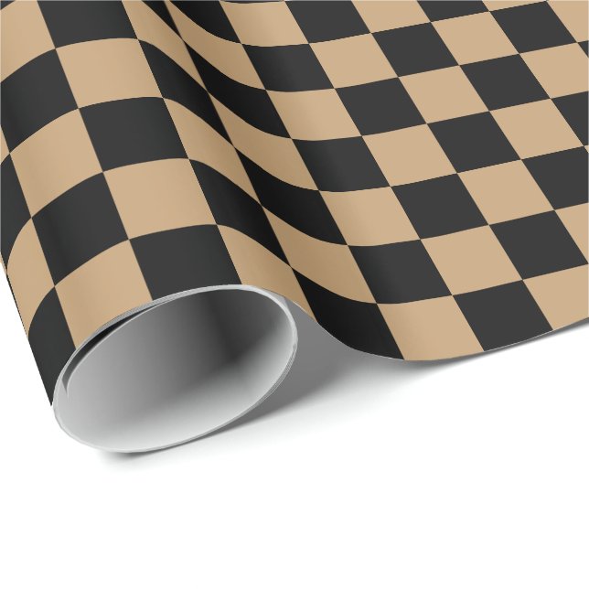 Camel Brown/Black Chequered Wrapping Paper (Roll Corner)