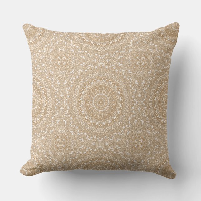 Camel Brown Mandala Pattern Design Cushion (Front)