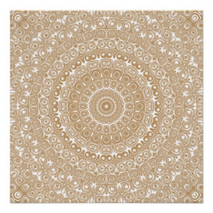 Camel Brown Mandala Pattern Design Poster