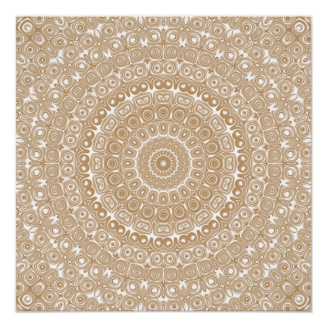 Camel Brown Mandala Pattern Design Poster (Front)