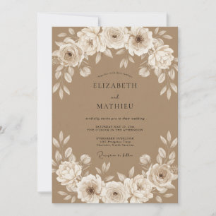 Camel Brown Serene Country Wedding Invitation