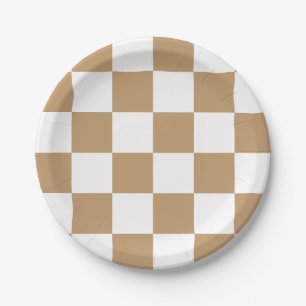 Camel Brown/White Chequered Paper Plate