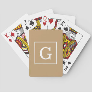 Camel Brown White Framed Initial Monogram Playing Cards