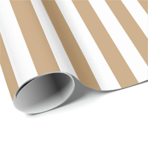 Camel Brown/White Stripe Wrapping Paper