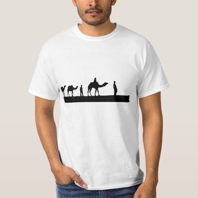 Camel caravan crossing the desert T-shirt (Front)