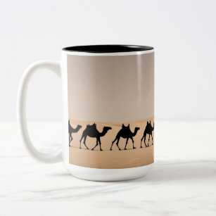 Camel caravan in the desert Two-Tone coffee mug