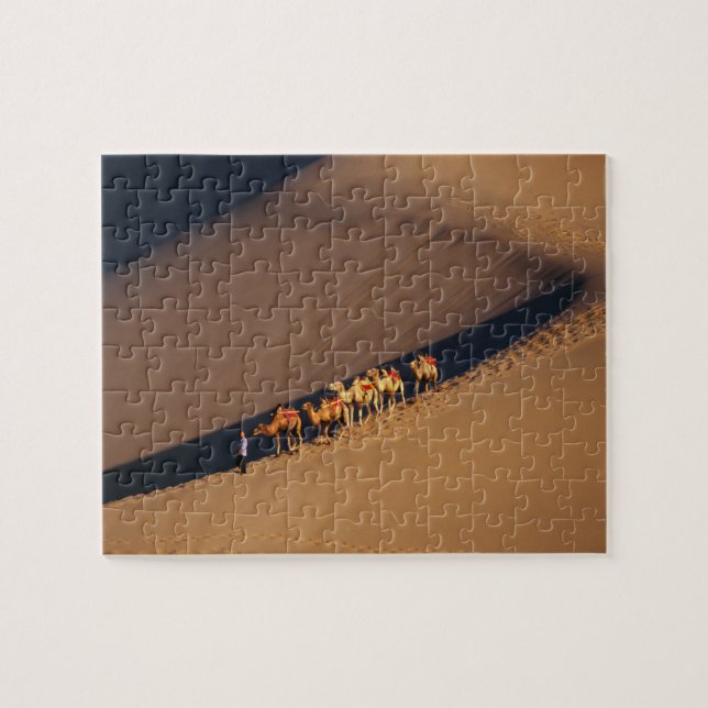 Camel caravan on the desert, Dunhuang, Gansu Jigsaw Puzzle (Horizontal)
