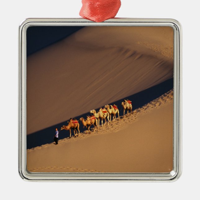 Camel caravan on the desert, Dunhuang, Gansu Metal Tree Decoration (Front)