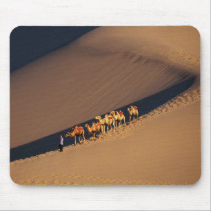 Camel caravan on the desert, Dunhuang, Gansu Mouse Mat