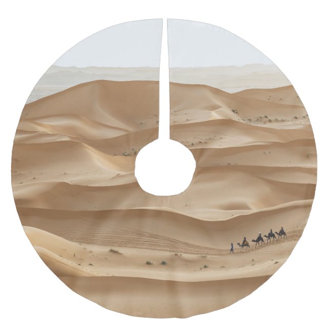 Camel caravan, Sahara sunset, Morocco Brushed Polyester Tree Skirt (Front)