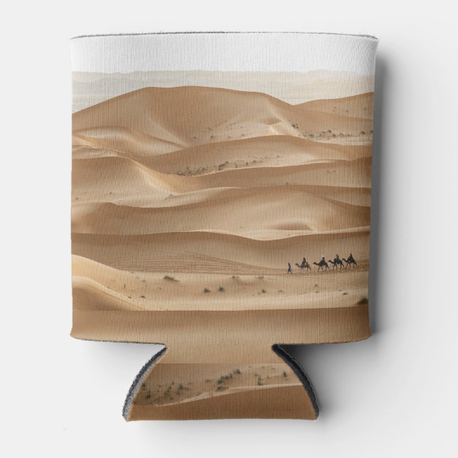 Camel caravan, Sahara sunset, Morocco Can Cooler (Front)