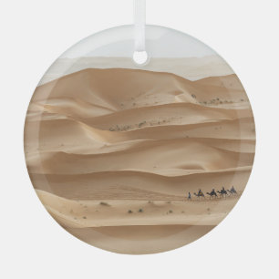 Camel caravan, Sahara sunset, Morocco Glass Tree Decoration