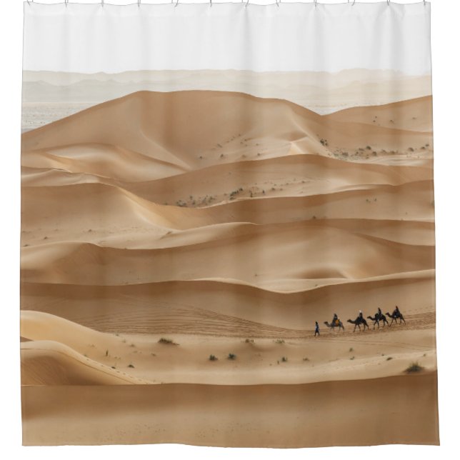 Camel caravan, Sahara sunset, Morocco Shower Curtain (Front)