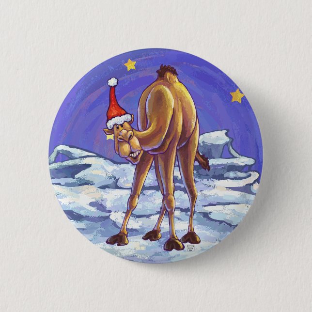 Camel Christmas 6 Cm Round Badge (Front)