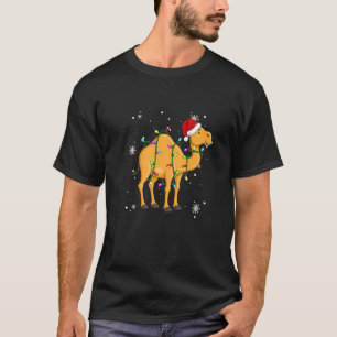 Camel Christmas Lights Led  Santa Hat Christmas T-Shirt