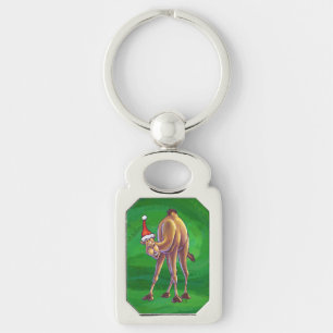 Camel Christmas On Green Key Ring