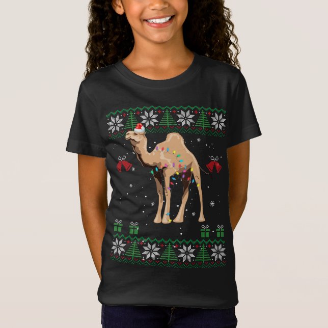 Camel Christmas Sweater Trees Lights Ornament Came (Front)