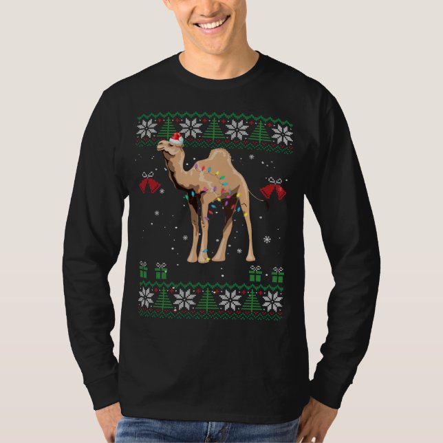 Camel Christmas Sweater Trees Lights Ornament Came (Front)