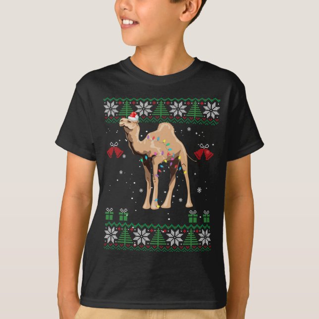 Camel Christmas Sweater Trees Lights Ornament Came (Front)