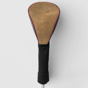 Camel-color leather background golf head cover