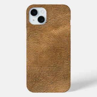 Camel-colour leather background iPhone 15 mini case