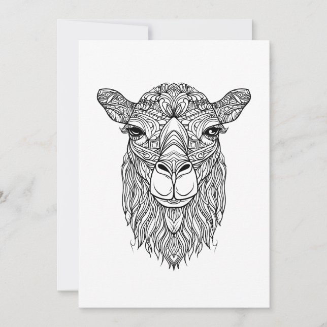 Camel Colouring Card, Thinking of You Holiday Card (Front)
