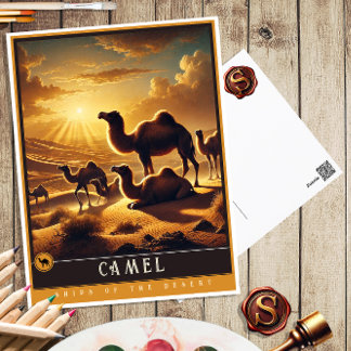Camel | Cute Family Vintage Animal Postcard