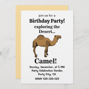 Camel Desert Animal Funny Birthday Party Invitation