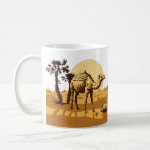 Camel, desert, palm trees and sunshine coffee mug