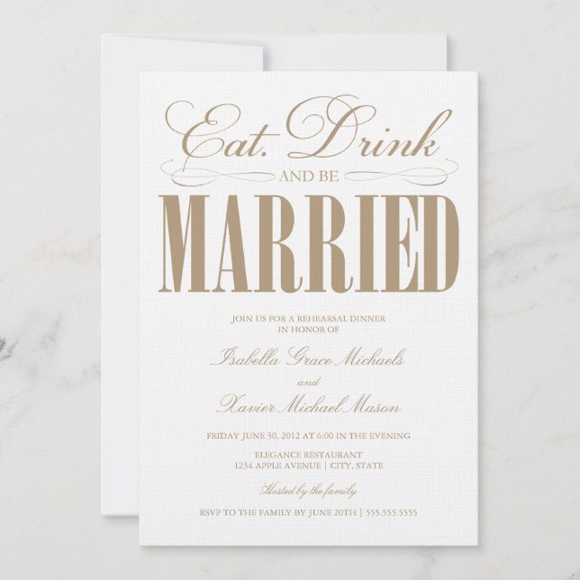 Camel Eat, Drink & Be Married | Rehearsal Dinner Invitation (Front)