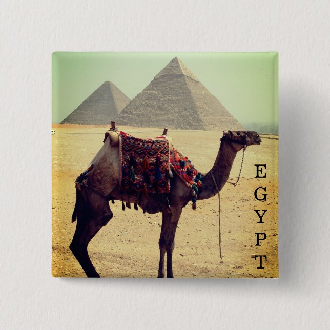 camel egypt pyramids 15 cm square badge (Front)