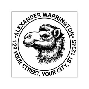 Camel Head Drawing Name Return Address Self-inking Stamp