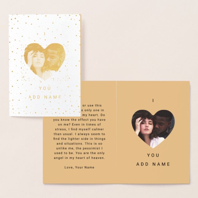 Camel I Love You Luxury Photo Text Valentines Foil Card (Display)