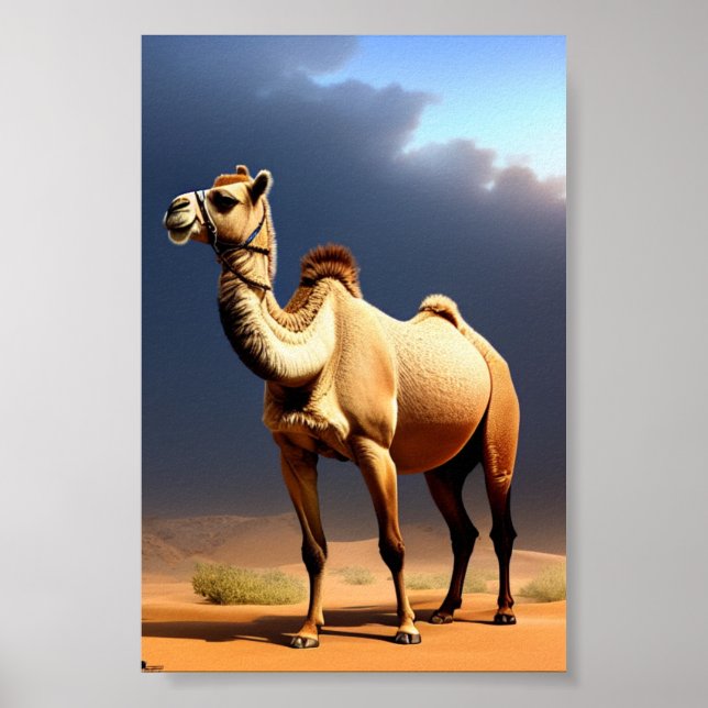 camel in desert art poster (Front)