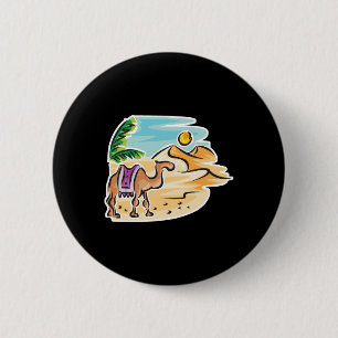 camel in desert scene 6 cm round badge