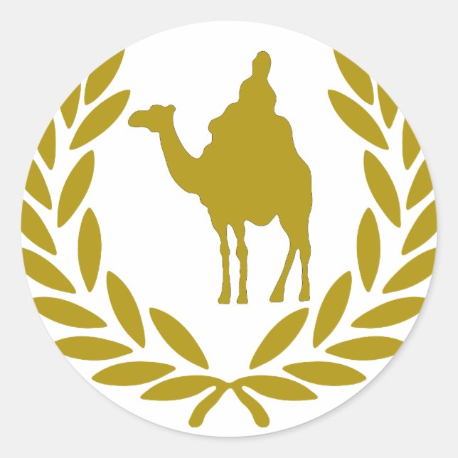 camel-laurel-crown.png classic round sticker (Front)