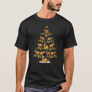 Camel  Lights Xmas Santa Camel Christmas Tree T-Shirt