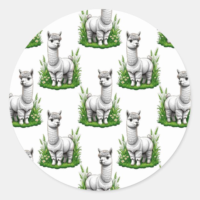 Camel llama Alpaca Pattern Design  Classic Round Sticker (Front)