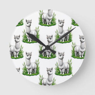 Camel llama Alpaca Pattern Design Round Clock