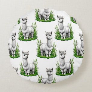 Camel llama Alpaca Pattern Design Round Cushion