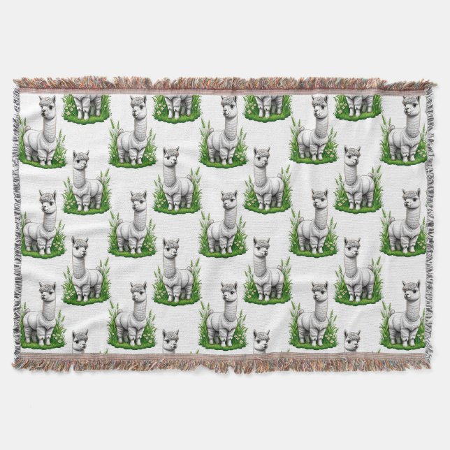 Camel llama Alpaca Pattern Design  Throw Blanket (Front)