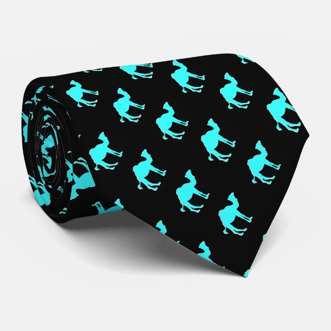 Camel Love Design Black & Teal Tie (Rolled)