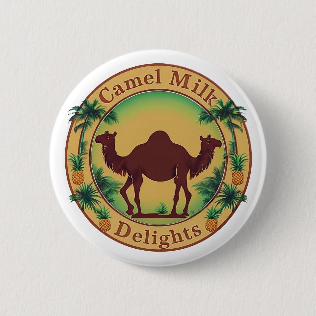 Camel Milk Delights-Tropical Camel Palm Pineapple 6 Cm Round Badge (Front)