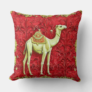Camel on red background cushion