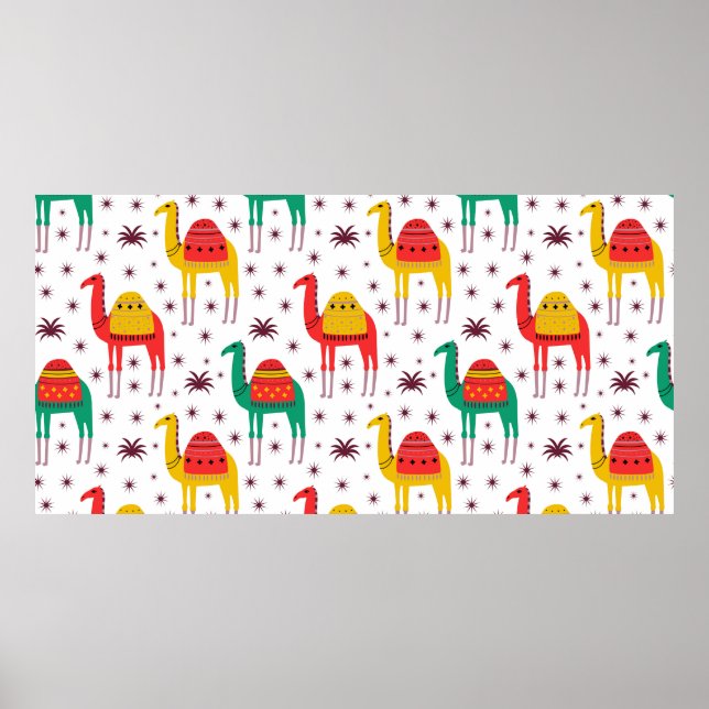 Camel pattern flat color design poster (Front)