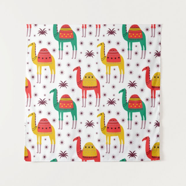 Camel pattern flat color design tapestry (Front)