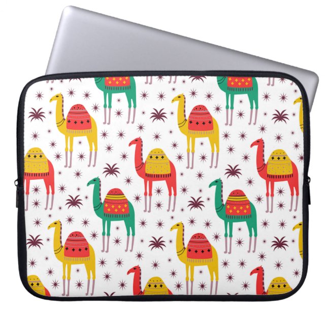 Camel pattern flat colour design laptop sleeve (Front)