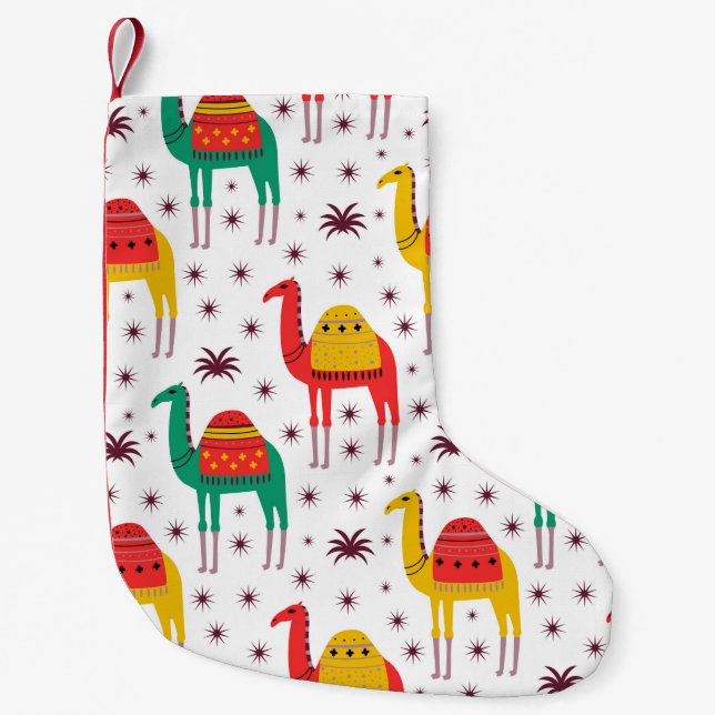 Camel pattern flat colour design small christmas stocking (Front)