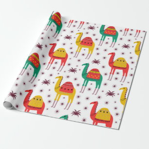 Camel pattern flat colour design wrapping paper